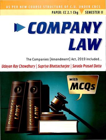 Book cover number 1 for Company Law Paper - CC 2.1 Chg Semester 2 written by Udayan Ray Chowdhury, Supriya Bhattacharjee, Sarada Prasad Datta published by The Elegant Publications