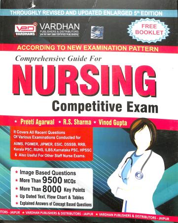 Book cover number 1 for Comprehensive Guide For Nursing Competitive Exam written by R. S. Sharma, Preeti Agarwal, Vinod Gupta published by Vardhan Publishers & Distributers
