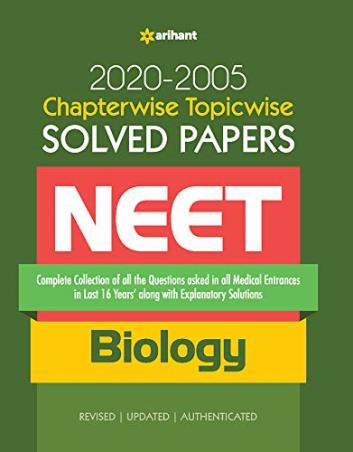 Book cover number 1 for Chapterwise Topicwise Solved Papers NEET Biology (2020-2005) written by Sudhakar Banerjee, Neha Newar Mohta, Panchali  Saha published by Arihant Prakashan