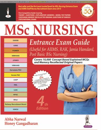 Book cover number 1 for MSc Nursing Entrance Exam Guide (Useful For AIIMS, RAK, Jamia Hamdard, Post Basic BSc Nursing) written by Abha Narwal published by Jaypee Brothers Medical Publishers (P) Ltd.