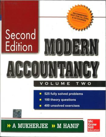 Book cover number 1 for Modern Accountancy Volume 2 written by M. Hanif, A. Mukherjee published by McGraw Hill Education Private Limited