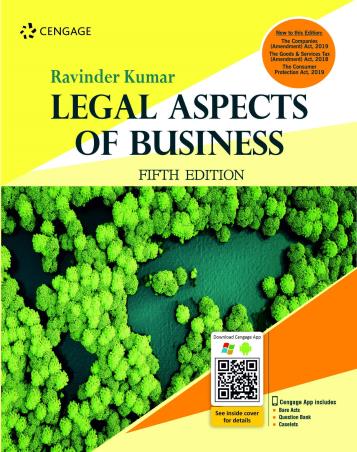 Book cover number 1 for Legal Aspects Of Business written by Ravinder Kumar published by Cengage Learning India Private Limited