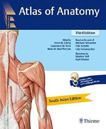 Book cover number 1 for Atlas Of Anatomy (South Asian Edition) written by Anne M. Gilroy, Lawrence M. Ross, Brian R. Macpherson published by Thieme Medical Publishers