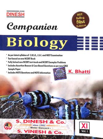 Book cover number 1 for Dinesh Companion Biology 11 Volume 1 & 2 (2022) written by K. Bhatti published by S. Dinesh & Co.