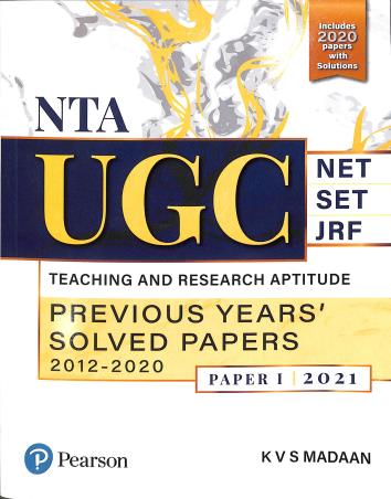 Book cover number 1 for NTA UGC NET/SET/JRF - Paper 1 (2021) : Teaching And Research Aptitude written by K. V. S. Madaan published by Pearson Education
