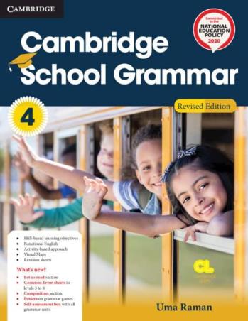 Book cover number 1 for Cambridge School Grammar 4 (NEP 2020) written by Uma Raman published by Cambridge University Press