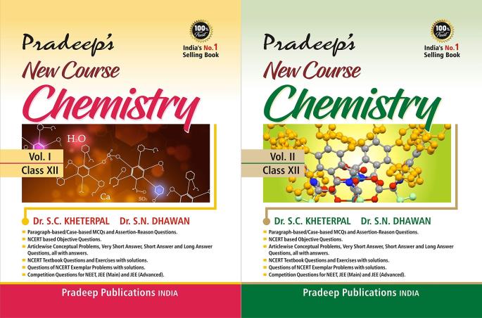 Book cover number 1 for Pradeep's New Course Chemistry Volume 1 & 2 Class 12 (2021) written by S. N. Dhawan, S. C. Kheterpal published by Pradeep Publications