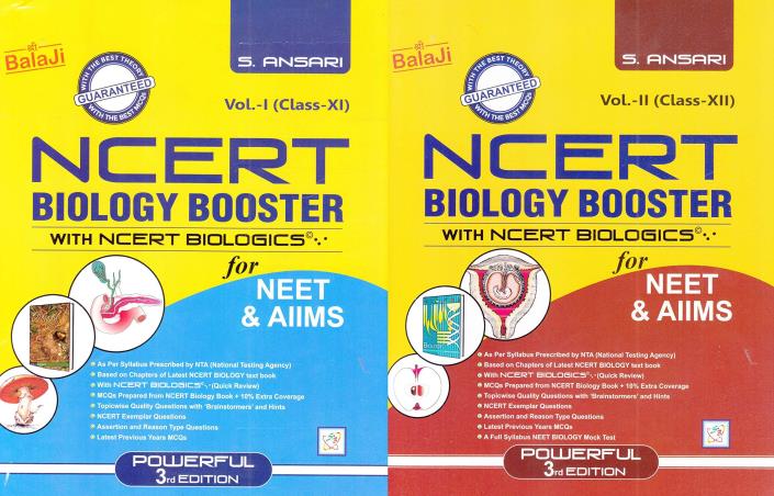 Book cover number 1 for NCERT Biology Booster With NCERT Biologics For NEET & AIIMS Class 12 (Volume 1 & 2) written by S. Ansari published by Shri Balaji Publications