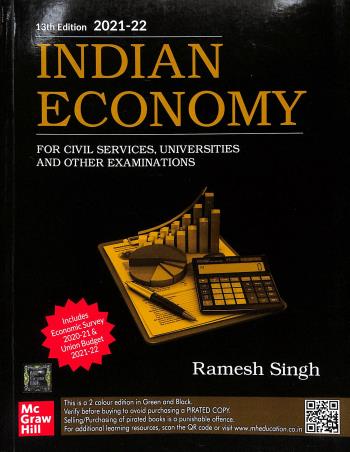 Book cover number 1 for Indian Economy (2021-22) written by Ramesh Singh published by McGraw Hill Education Private Limited
