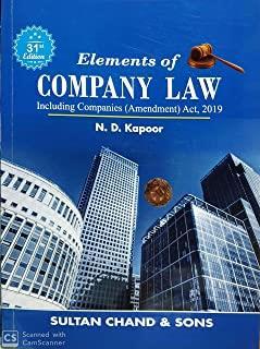 Book cover number 1 for Elements Of Company Law written by N. D. Kapoor published by Sultan Chand & Sons (P) Ltd