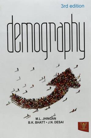 Book cover number 1 for Demography written by M. L. Jhingan, B. K. Bhatt, J. N. Desai published by Vrinda Publications (P) Ltd.