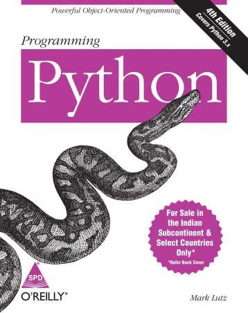 Book cover number 1 for Programming Python: Powerful Object-Oriented Programming written by Mark Lutz published by Shroff Publishers & Distributors Pvt. Ltd.