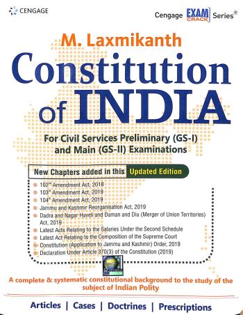 Book cover number 1 for Constitution Of India written by M. Laxmikanth published by Cengage Learning India Private Limited