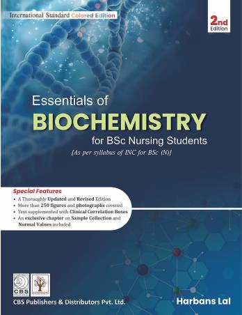 Book cover number 1 for Essentials Of Biochemistry For BSC Nursing Students written by Harbans Lal published by CBS Publishers & Distributors Pvt. Ltd.