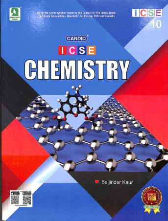 Book cover number 1 for Candid ICSE Chemistry 10 (2023) written by Baljinder Kaur published by Evergreen Publications (India) Ltd.