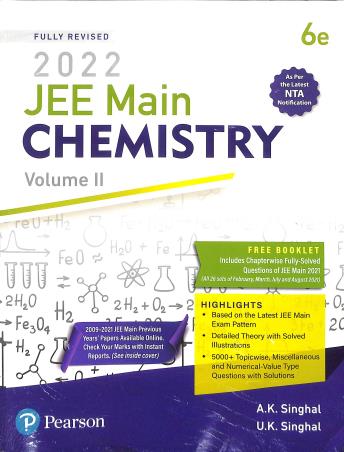 Book cover number 1 for JEE Main Chemistry 2022 Volume 2 written by A. K. Singhal published by Pearson Education