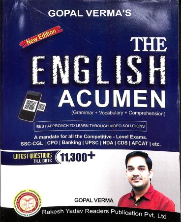 Book cover number 1 for The English Acumen (Grammar + Vocabulary + Comprehension) written by Gopal Verma published by Rakesh Yadav Readers Publication Pvt. Ltd.