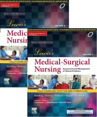 Book cover number 1 for Lewis's Medical Surgical Nursing Volume 1 & 2 (4th South Asia Edition) written by L. Gopichandran, Chintamani, Mrinalini Mani published by Elsevier