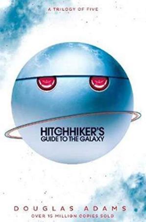 Book cover number 1 for The Hitchhiker's Guide To The Galaxy written by Douglas Adams published by Pan Books