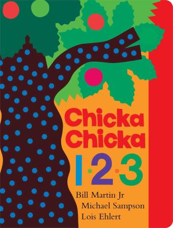 Book cover number 1 for Chicka Chicka 1, 2, 3 written by Bill Martin Jr, Michael Sampson, Lois Ehlert published by Simon & Schuster