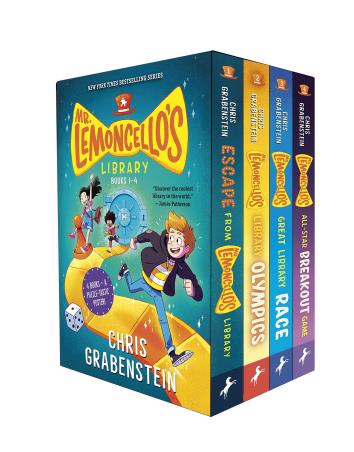 Book cover number 1 for Mr. Lemoncello's Library Books 1-4 (Box Set) written by Chris Grabenstein published by Yearling