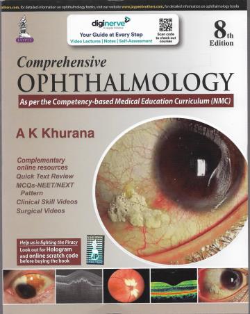Book cover number 1 for Comprehensive Ophthalmology written by A. K. Khurana published by Jaypee Brothers Medical Publishers (P) Ltd.