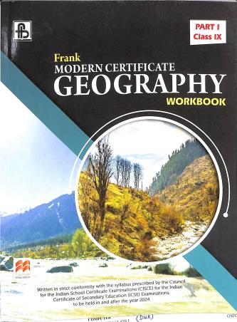 Book cover number 1 for Frank Modern Certificate Geography Workbook Part 1 Class 9 (2024) written by Nelson Alphonse published by Frank Bros. & Co.