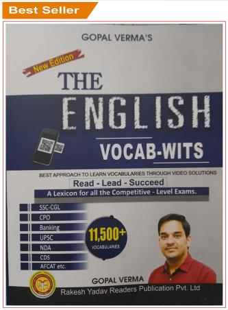 Book cover number 1 for The English VOCAB - WITS written by Gopal Verma published by Rakesh Yadav Readers Publication Pvt. Ltd.