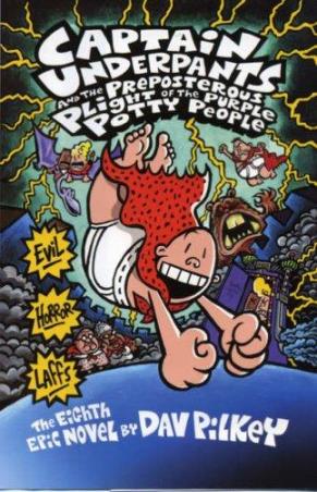 Book cover number 1 for Captain Underpants And The Preposterous Plight Of The Purple Potty People written by Dav Pilkey published by Scholastic