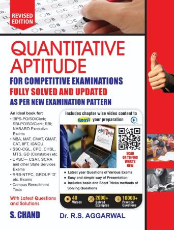 Book cover number 1 for Quantitative Aptitude written by R. S. Aggarwal published by S. Chand Publishing
