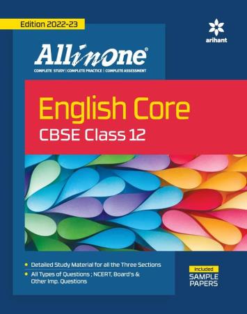 Book cover number 1 for All In One English Core CBSE Class 12 written by Nandini Sharma published by Arihant Prakashan