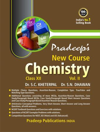 Book cover number 2 for Pradeep's New Course Chemistry Class 12 Volume 1 & 2 (2022-2023) written by S. N. Dhawan, S. C. Kheterpal published by Pradeep Publications