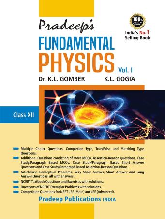 Book cover number 1 for Pradeep's Fundamental Physics Class 12 Volume 1 & 2 (2022-2023) written by K. L. Gomber, K. L. Gogia published by Pradeep Publications