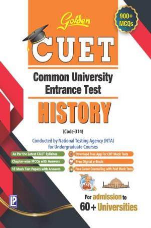 Book cover number 1 for Golden CUET Common University Entrance Test History (Code-314) written by J. P. Singhal published by Laxmi Publications (P) Ltd.