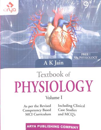 Book cover number 1 for Textbook Of Physiology Volume 1 & 2 (Free! QA Physiology) written by A. K. Jain published by Arya Publishing Company