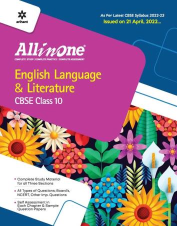 Book cover number 1 for All In One English Language & Literature CBSE Class 10 (2022-23) written by Dolly Jain, vaishali jaiswal published by Arihant Prakashan