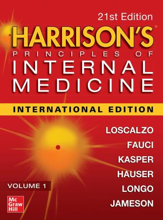 Book cover number 1 for Harrison's Principles Of Internal Medicine Volume 1 & 2 (21st Edition) written by J. Larry Jameson, Anthony S. Fauci, Dennis L. Kasper, Joseph Loscalzo, Stephen Hauser, Dan Longo published by McGraw Hill Education Private Limited