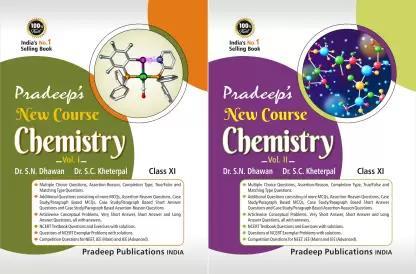 Book cover number 1 for Pradeep's New Course Chemistry Class 11 Volume 1 & 2 (2022-2023) written by S. N. Dhawan, S. C. Kheterpal published by Pradeep Publications