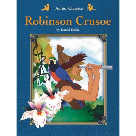 Book cover number 1 for Junior Classics : Robinson Crusoe written by Daniel Defoe published by Shree Book Centre