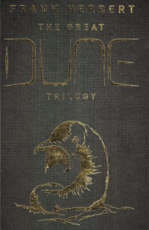 Book cover number 1 for The Great Dune Trilogy written by Frank Herbert published by Gollancz