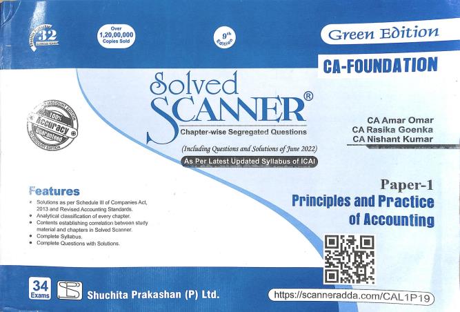 Book cover number 1 for Solved Scanner (Principles And Practice Of Accounting paper1) written by NA published by Suchitra Prakashan (P) Ltd