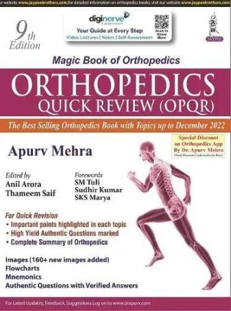 Book cover number 1 for Orthopedics Quick Review (OPQR) written by Apurv Mehra published by Jaypee Brothers Medical Publishers (P) Ltd.