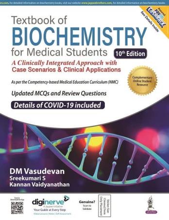 Book cover number 1 for Textbook Of Biochemistry For Medical Students written by Sreekumari S, Kannan vaidyanathan, D. M. Basudevan published by Jaypee Brothers Medical Publishers (P) Ltd.