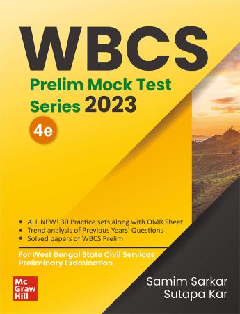 Book cover number 1 for WBCS Prelim Mock Test Series 2023 written by Sutapa Kar, Samim Sarkar published by McGraw Hill Education Private Limited