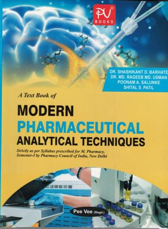Book cover number 1 for A Text Book Of Modern Pharma Analytical Techniques (Sem 1) M.Pharm written by Md. Rageeb Md. Usman, Poonam A. Salunke, Shital S. Patil, Shashikant D. Barhate published by S. Vikas And Company (Medical Publishers)