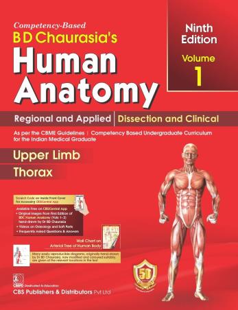 Book cover number 1 for B. D. Chaurasia's Human Anatomy Volume 1 (Upper Limb/Thorax) written by B. D. Chaurasia published by CBS Publishers & Distributors Pvt. Ltd.