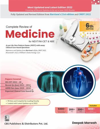 Book cover number 1 for Complete Review Of Medicine For NEXT/INI-CET & NBE written by Deepak Marwah published by CBS Publishers & Distributors Pvt. Ltd.