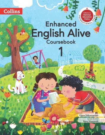 Book cover number 1 for Enhanced English Alive Coursebook 1 (NEP 2020) written by Vijaya Subramaniam published by Harper Collins Publishers