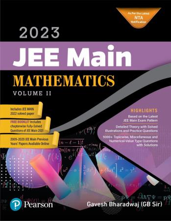 Book cover number 1 for JEE Main Mathematics Volume 2 (2023) written by Gavesh Bharadwaj published by Pearson Education
