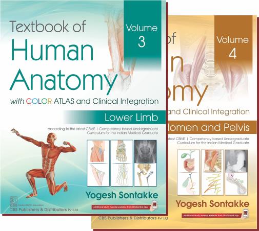 Book cover number 1 for Textbook Of Human Anatomy Volume 3 (Lower Limb) & 4 (Abdomen And Pelvis) With Workbook Included written by Yogesh Sontakke published by CBS Publishers & Distributors Pvt. Ltd.